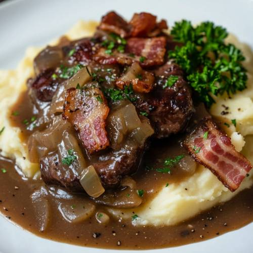 Liver and Onions with Mashed Potatoes