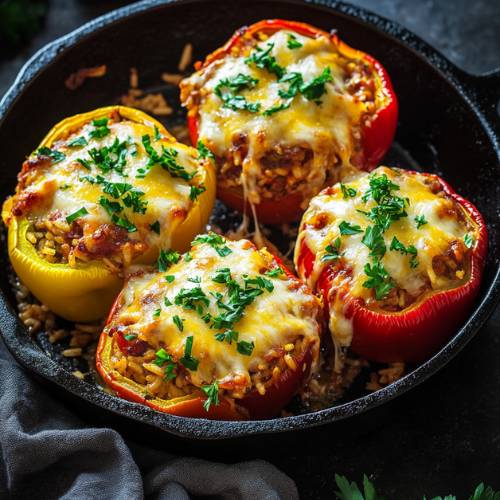 Mince and Rice Stuffed Peppers