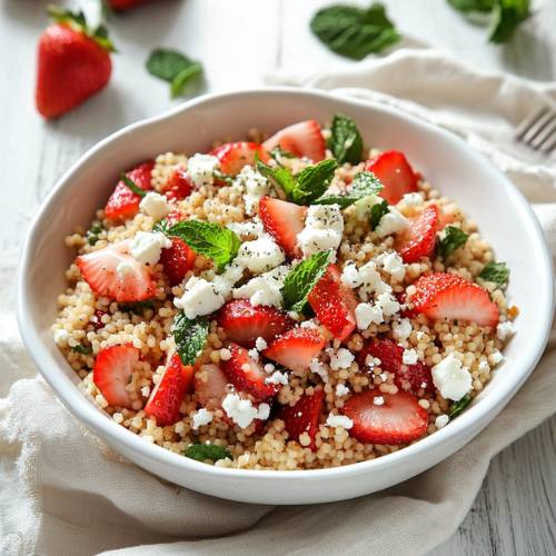🍓 Strawberry Couscous Salad – Sweet, Crunchy & Full of Color!