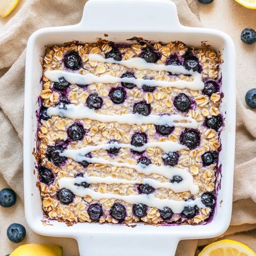 🫐🍋 Blueberry Lemon Baked Oats; No Sugar, No Flour, Just Yum!