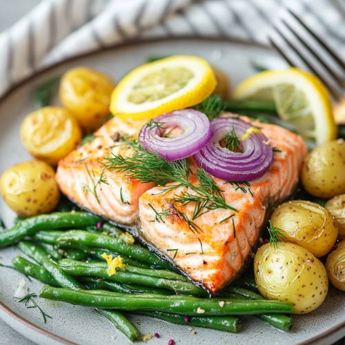 🐟 One Pan Salmon and Green Beans (Quick & Creamy!)