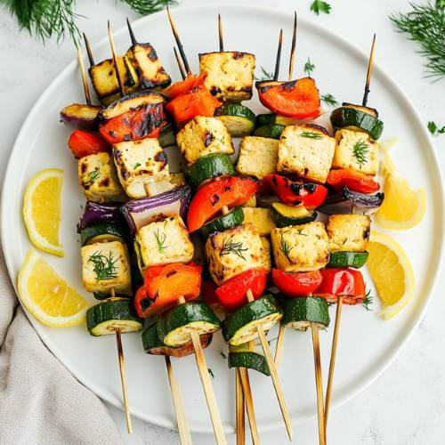 Juicy Tofu Kebabs Recipe (Easy Flatbread Wraps with Tahini Sauce)