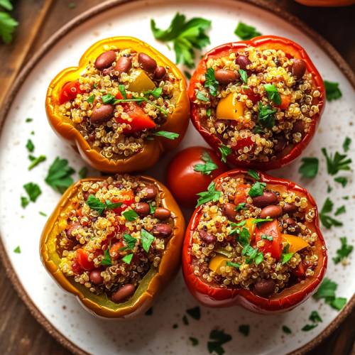Air Fryer Vegan Stuffed Peppers (Healthy High-Protein Soy Mince Recipe)
