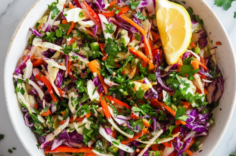 Lebanese Cabbage Salad Recipe (Healthy, Fresh & Zesty Mediterranean Salad)