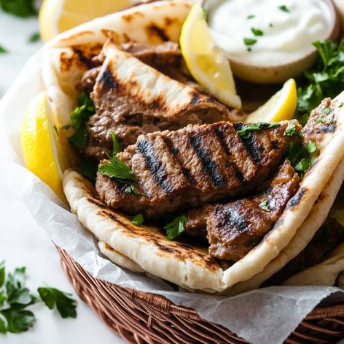 Crispy Lebanese Arayes (Meat-Stuffed Pita) with Fresh Herby Salad